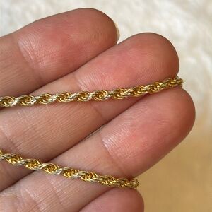 Two Toned 2.7mm 11g Rope 18k Gold Italy 925 Sterling Silver Chain